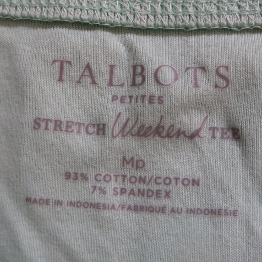 NWT Talbots women stretch weekend tee shirt size MP green - Picture 6 of 7